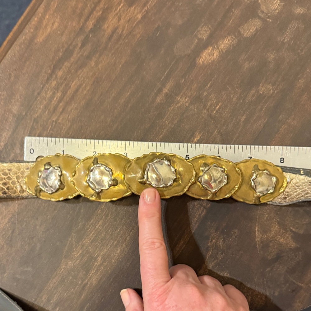 Vintage Gold and Silver Belt with snake skin - Picture 3 of 7